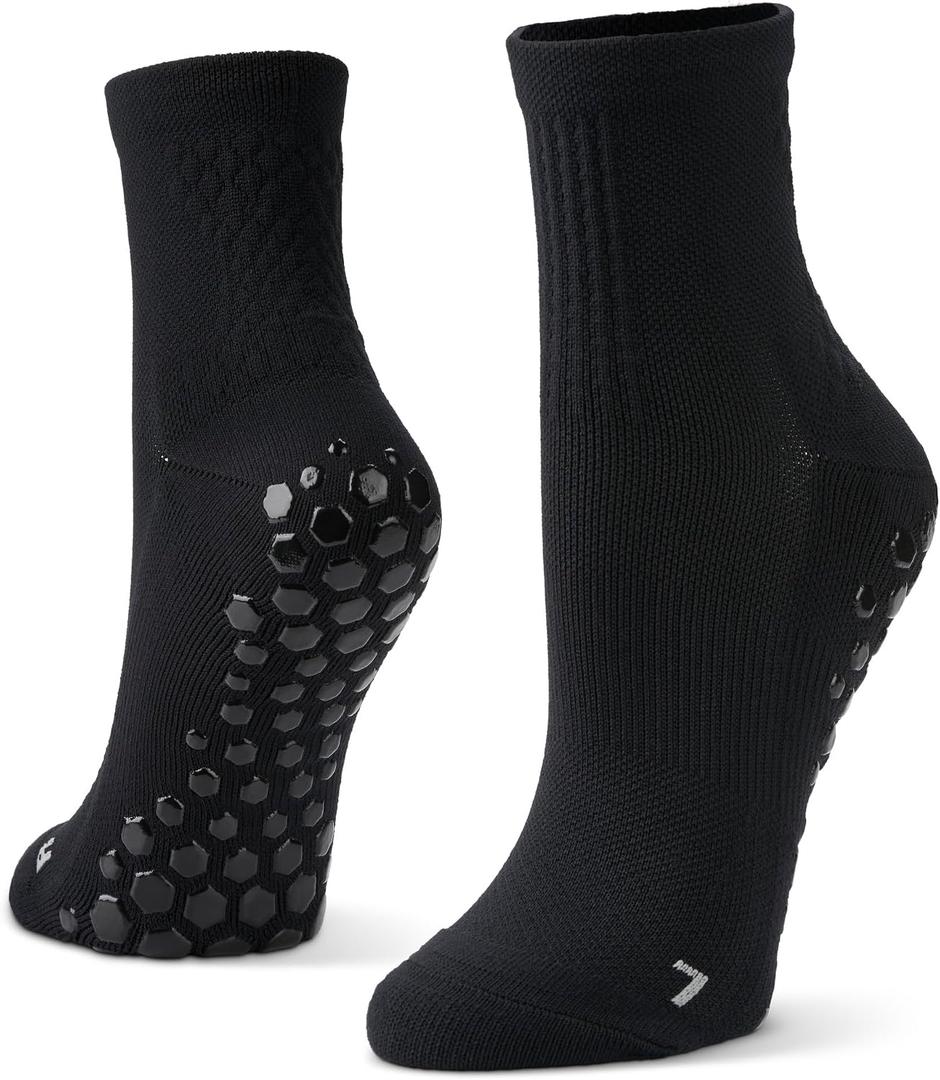 Sof Sole Half Crew Nylon Non Slip Grip Socks - Great For Pilates, Team Sports, And Hospital Barre Socks - For Men and Women