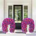 Livole 2Pcs Bougainvillea Artificial Flowers for Outdoors, Realistic UV Resistant Faux Outdoor Plants Flowers, Silk Hanging Fake Flowers for Outside Home Porch Patio Balcony Garden Decor Red Purple