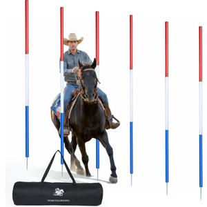 6 Pcs 6FT Pole Bending Poles for Horses, Adjustable Equestrian Sports Training Equipment for Horses, Agility Poles for Horses, Soccer, Football, Dog