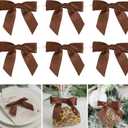 AIMUDI Brown Bows 3.5" Satin Ribbon Bows for Crafts Premade Bows with Twist Ties for Christmas Cake Pop Candy Apple Small Bows for Gift Wrapping Wedding Decor, 50 PCs