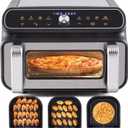 Elite Gourmet EAF2411G Digital Indoor Grill/Air Fryer Oven, 11L Capacity, Grill Rack, 8 Presets, Bake, Roast, Broil, Dehydrate, 1700-Watts, 25 Delicious Recipes, Stainless-Steel/Black (11.6 Quart)