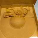 dressfan Church Fascinator Derby Hats for Women,20s 50s Linen Vintage Derby Hat for Church/Wedding/Cocktail/Tea Party