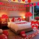 Red 16" Will You Be My Girlfriend Balloons Letters Set- 10Pcs Heart Balloons, LOVE Alphabet Foil Mylar Balloons with 1000 Pcs Artificial Rose Petals for Valentines Day Decorations