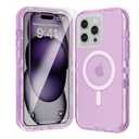 Luckwhale for iPhone 15 Pro Max Case, Fits Magsafe, Heavy Duty Shockproof Protection Phone Cases with Screen Protector*1, Magnetic Transparent Protective Cover for iPhone 15 ProMax 6.7 '', Purple