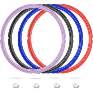 4 Pack 8 QT Silicone Sealing Ring for Instanpot Replacement Silicone Gasket Seal Rings with 4 Colors with 4 Float Valve Seal Gasket, Fits Duo/Plus 8, Ultra 8, Lux 8, Smart 8, Nova 8, CSG 8