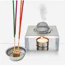 2 x CiLoN 4in1 Incense Holder, Frankincense Burner, Essential Oil Burner Aromatherapy Diffuser, Resin Burner, Esfand Burner with Tea Candle Warmer. Spiritual Gift for Yoga & Meditation Lovers. Silver