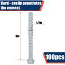 Tandefio 100 Pack 1/2" x 6" Concrete Screw Anchor Galvanized Large Diameter Heavy Duty Plated Concrete Anchors for Masonry Brick Anchoring Block Decking Framing Hex Drive