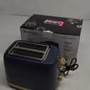 West Bend Timeless 2-Slice Toaster with 7 Browning Levels, Bagel/Waffle/Defrost Settings, High-Lift Lever, Anti-Jam, Easy-Clean Crumb Tray, 2-Slice, Blue/Gold