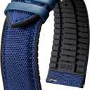 BINLUN Nylon Silicone Watch Bands 22mm Quick Release Canvas Rubber Hybrid Watch Strap Replacement Watchband for Men Women 9 Colors Silver/Black Buckle (Dark Blue-Silver)