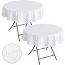 5 
Round White Tablecloth 60 Inch-Flannel Backed Vinyl Plastic Tablecloth, Waterproof Spillproof Round Plastic Table Cover Kitchen Dinning Decoration, Table Cloths for Outdoor & Indoor