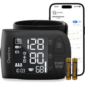 Checkme Wrist Blood Pressure Monitor for Home Use, Bluetooth Blood Pressure Machine, Digital LCD Display BP Monitor with Voice Broadcast, Adjustable Blood Pressure Cuff 5.3-8.5 Inch, Compatible App