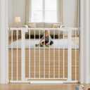 Cumbor 29.7-40.6" Baby Gate for Stairs, Mom's Choice Awards Winner-Dog Gate for Doorways, Pressure Mounted Auto-Close Pet Gates for Dogs Indoor, Safety Child Gate with Easy Walk Thru Door, White