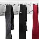 Tie Rack Wall Mounted, Wood Belt Hanger for Closet with 21 Chrome Hooks, Belt Storage Holder Organizer for Men Belts, Ties, Scarves, White