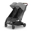 UPPAbaby Minu Duo Side-by-Side Double Stroller - Lightweight + Compact Design for Travel - Easy Fold- From Birth to Toddler - Independent Recline -Greyson(Charcoal Mlange/Carbon Frame/Saddle Leather)
