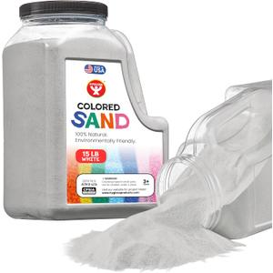 Hygloss Colored Sand for Crafts - 15 lb Bottle, White - Vibrant Colorful Fine Sensory Play Sand Art Kits for Kids - Classroom Activities for Children 3 4 5 6 7 8 9 10 11 12 - Safe for Ages 3+
