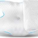 Cervical Pillowcase, Memory Foam Pillow for Neck Shoulder Pain Relief, Ergonomic Orthopedic Contoured Cooling Neck Bed Pillow for Side, Back and Stomach Sleepers (Pure White)