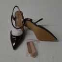 Closed Toe Slingback Heels Wedding High Stiletto Heel for Women 3.3 Inch Ankle Strap Pointed Toe Pumps Prom Dress Bride Shoes for Dinner Party Sexy (7.5, Brown Patent)