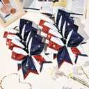 8PCS Glitter Cheer Bow Large Cheer Bows Rhinestones Hair Bows Girls 8"Cheerleading Bows Bulk Elastic Band Ponytail Holder for Teen Girls College Sports Competition