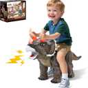 Dinosaur Ride On Toy Cars for Kids, Realistic Triceratops Push Car with Three Sound Effects,Sound and Light Effects PP Wheels for Indoor/Outdoor Play,Best Gift for Kids(Triceratops)