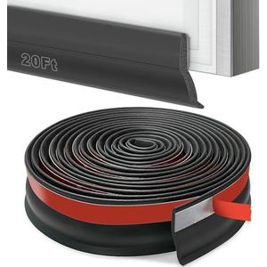 Universal Garage Door Threshold Seals Bottom Rubber Replacement, weatherproofing Garage Door Weather Stripping with Nails (20ft)