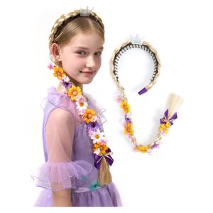 2 x Spooktacular Creations Girls Princess Wig Non Slip, Toddler Long Braided Wig with Teeth Comb, Purple Fairy HeadWear for Toddler Halloween DressUp, Accessories, Themed Party