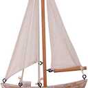 Wood Sailboat Decor Nautical Decoration for Home, 10.75" H Vintage Sail Boat Model Ship Rustic Beach Ocean Theme Tabletop Decor for Bathroom Living Room Party Decor (Rustic Wood)