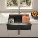 Comllen Black Farmhouse Sink 33 Inch,33x22 Apron Front Black Farm Sinks 16 Gauge Stainless Steel,Undermount Workstation Deep Single Bowl Luxury Rustic Farmhouse Kitchen Sinks with All Accessories