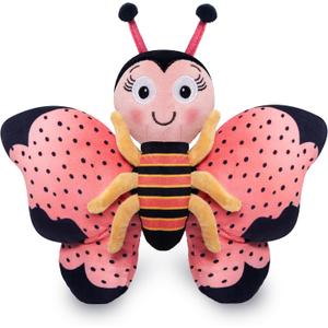 Ms. Butterfly Plush Stuffed Animal and Interactive Toy with Cute, Flappable Wings (12 inches) (Pink)