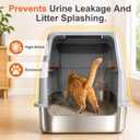 Stainless Steel Cat Litter Box with Lid, XL High Sided Enclosed Litter Box with Scoop, Front and Top Entry Metal Litter Pan for Large Cats, Odor Control, Anti-Leakage & Easy Cleaning, Grey