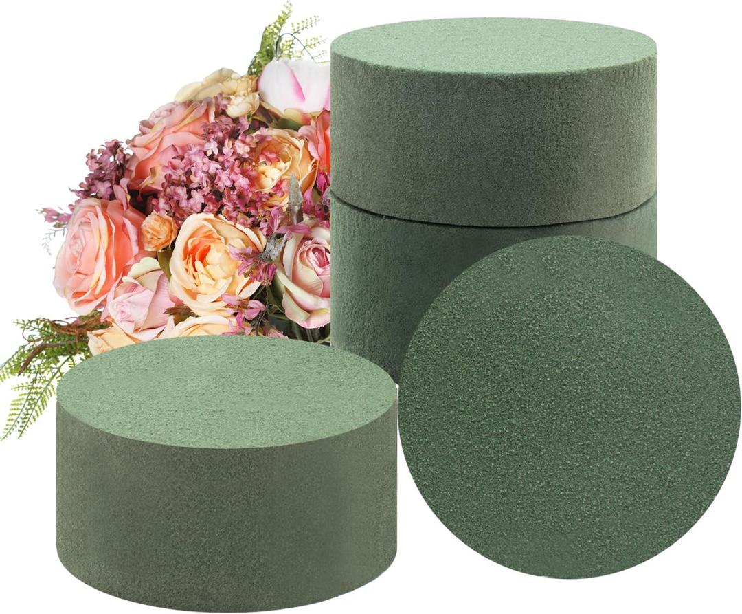 4Pcs Green Cuttable Circular Floral Foam 9.65" x 1.54" Phenolic Resin Material for Flower Arrangement Decoration and Floral Art Creation