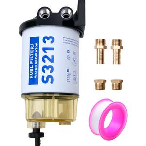 S3213 Fuel Water Separator Marine Kit Compatible with Yamaha Mercury Marine Outboard Motor Mercury with 3/8" Barb x 1/4" NPT brass Fittings Replaces B32013, 35-60494-1, 18-7932-1, 18-17928, 35-809097