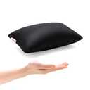 Pro Goleem Small Pillow 11"x7"x2.5" for Camping and Traveling with Name Tag Mini Tiny Pillow for Kids Sleeping and Chair Car Air Nap Neck Lumbar Knee Rest Pillows, Black