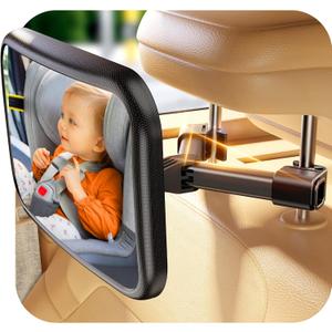 Baby Car Mirror for Baby Hook Clip Design Never Shake Baby Mirror for Car Seat Mirror Rear Facing Newborn Essentials Easy Install Back Seat Mirrors for Car ShatterProof Crash Tested Baby Shower Gifts (Black)