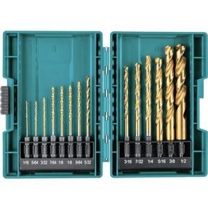 Makita B-65399 Impact Gold 14 Pc. Titanium Drill Bit Set, 1/4 In. Hex Shank