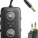 2025 Upgraded Airplane Bluetooth 5.4 Transmitter with Qualcomm Chipset, ElecMoga Airplane Travel Essentials Supports 2 AirPods or Headphones, 2-in-1 AUX Wireless Receiver for Gym, TV, Car, Audio (Black)