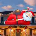 TURNMEON 12 Foot Super Giant Christmas Inflatables Santa Claus Outdoor Decorations, Blow Up Lying Santa Holds Candy Cane Built-in LED Lights Inflatable Christmas Decorations Garden Lawn Holiday Party