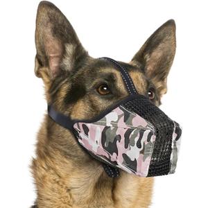 Mesh Dog Muzzle, Breathable Soft Dog Muzzle with Reflective Straps for Secure Fit, Prevents Biting, Chewing Scavenging Adjustable for Dogs, Pink, XL