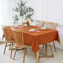 maxmill Weaved Texture Rectangular Tablecloth Water Resistance Antiwrinkle Spillproof Soft Fall Table Cloth for Dining Room, Thanksgiving Parties and Halloween Holiday Dinners, 60 x 108 Inch, Rust