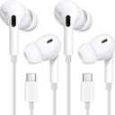 USB C Earbuds Wired USBC Headphones for iPhone 17 16 15 Pro Max 16e 15 16 Plus, Ear Buds in-Ear Earphones Wired Type C Ear Phones with Microphone & Volume Control HiFi Stereo Noise Cancelling -2Packs