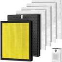 2 Pack PR1 Replacement Filter,Compatible with MOOKA PR1 Pet Air Purifier,Suitable for Large Room with 2000 Ft, 2 PR1 Filters & 4 Washable Pre-Filters for Pet-raising family(Yellow)