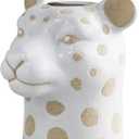 47th & Main Wild Safari Shaped Ceramic Planter Flower Vase for Succulents Small Plants and More, 6" Tall, Leopard