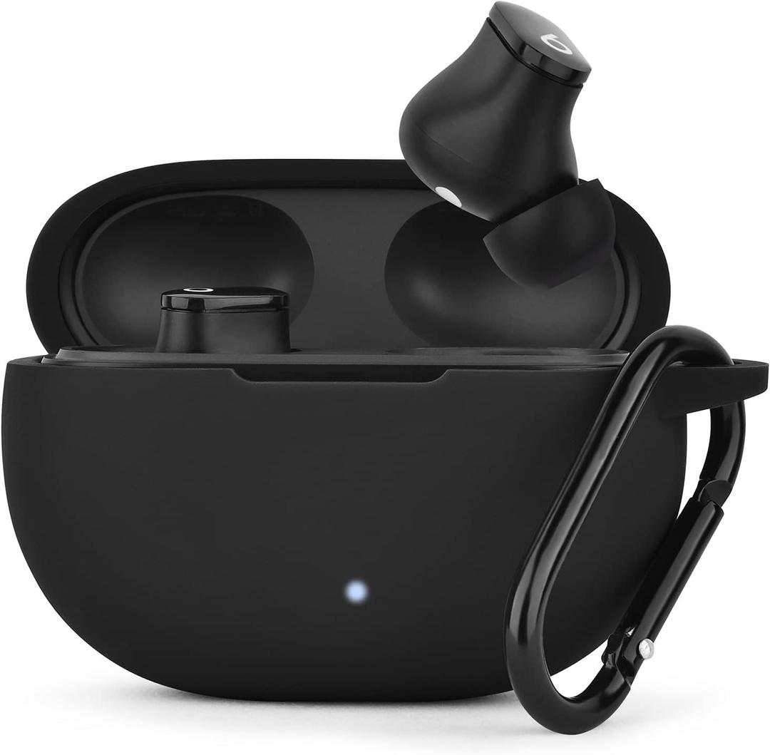 AIRSPO Silicone Case Compatible with Beats Studio Buds Case 2021 Soft Protective Cover for Beats Wireless Earbuds with KeychainBlack