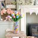 115 Pcs Easter Table Centerpieces with 15 Colorful Artificial Tulip and 100 Pastel Lightweight Multicolor Eggs Vase Filler Easter Table Decors for Spring Home Centerpiece Decor