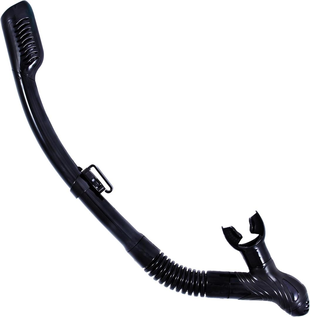 Kraken Aquatics Dry Snorkel with Purge Valve - Snorkel Gear for Adults with Comfortable Silicone Mouthpiece & Quick Release Clip - Scuba Diving, Snorkeling, Freediving, Spearfishing, Swimming (Black)