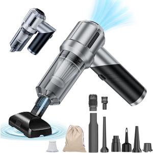 Portable Cordless Foldable 20000PA High Power Mini Vacuum Cleaner, 4-in-1 Compressed Duster & Air Blower & Pump, Hand Held Vacuum, Brushless Motor, for Car, Home, Office, Pet, Camping (Black)