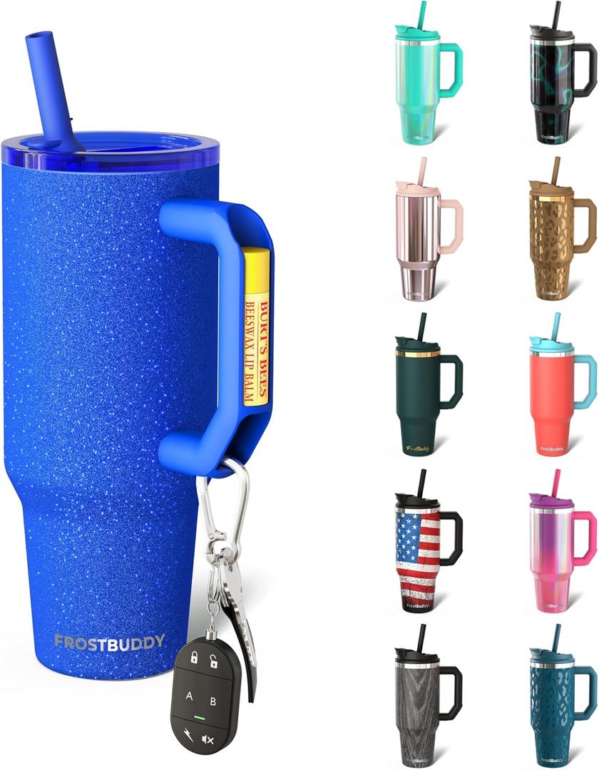 Frost Buddy Thicc Buddy - 40 oz Stainless Steel Vacuum Insulated Tumbler with Lid and Straw for Water - Travel Mug Cupholder Friendly - Gifts for Women Men Him Her (Royal Glitz)