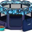 Dog Playpen, Pet Playpen, Portable Cat Playpen, Foldable Puppy Playpen Exercise Kennel Tent with Carry Case Collapsible Bowl,Water-Resistant Shade Cover for Indoor Outdoor Travel Bule, Medium