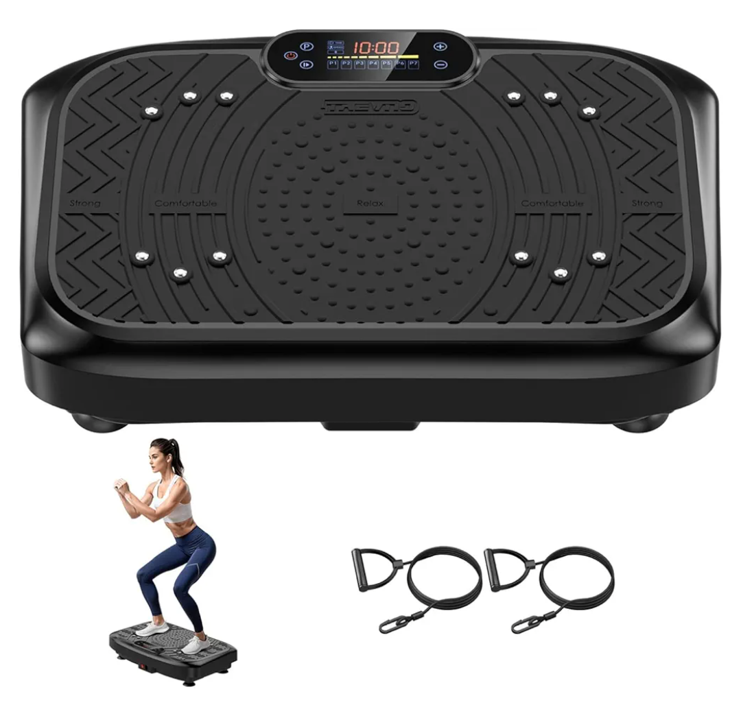 Vibration Plate Exercise Machine Lymphatic Drainage, Full Body Shaking Workout Vibrating Plate Weight Loss, 199 Adjustable Speeds 450 Lbs Capacity Fitness Platform for Women Men