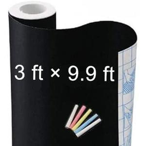 Large Chalkboard Contact Paper Wall Sticker 3 ft. x 9.9 ft. Adhesive Blackboard, TAKSDAI Removable Vinyl Decal Chalkboard Wallpaper Peel and Stick(1 Roll 3ft.x9.9ft.)
