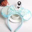 Blue Mouse Ears Headbands With Bow & Sequins, for Cartoon Princess Costume Cosplay Decoration, Glitter Party for Women & Adult; FG1L (Soft Flannel Unisex)